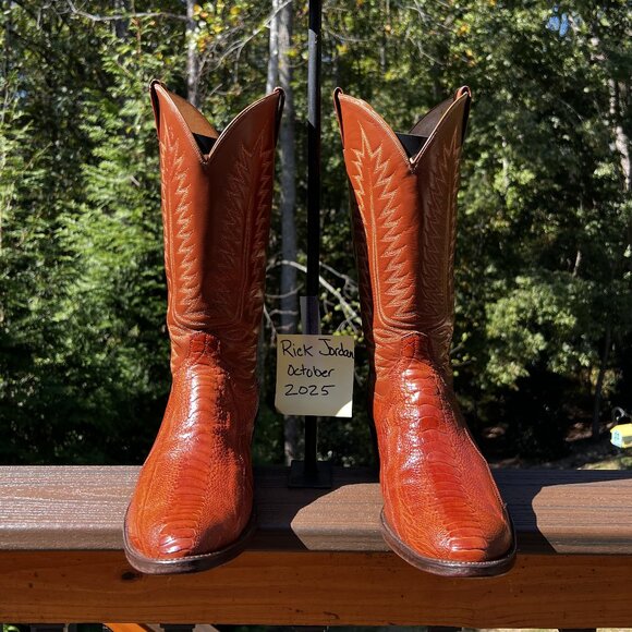 Honey Color Ostrich Leg Cowboy Boots in Men's Size 11D *READ* - Picture 1 of 12